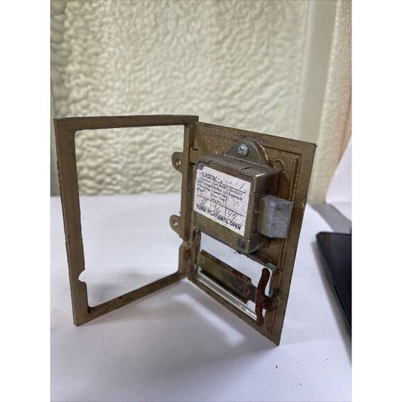 Antique Brass PO Post Office Box Door Hinged Frame #225 Turn Combination Lock - Picture 4 of 4